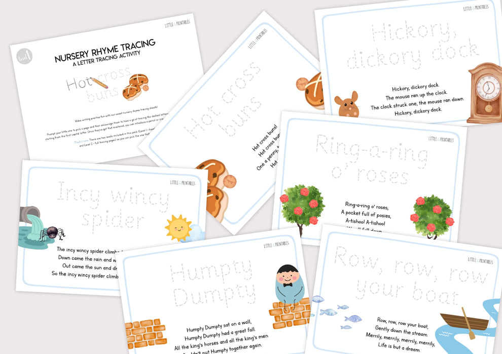 Nursery Rhyme Tracing Little Printables