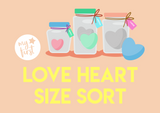 love heart size sorting activity
