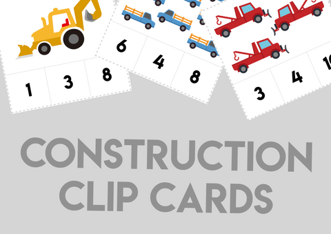 Construction Number Clip Cards